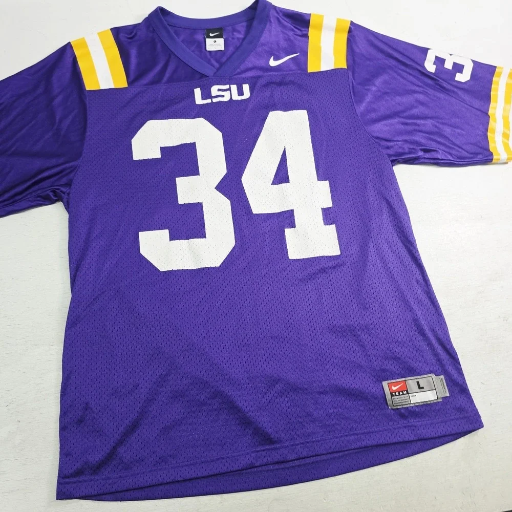 Vintage LSU Tigers NCAA Nike Team Authentic Purple Mesh Jersey #34 Mens XL EUC